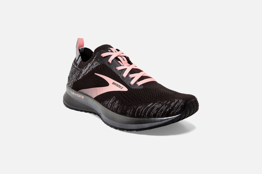 Brooks Running Shoes Womens Black/Grey/Pink - Levitate 4 Road - 3861-STAIQ